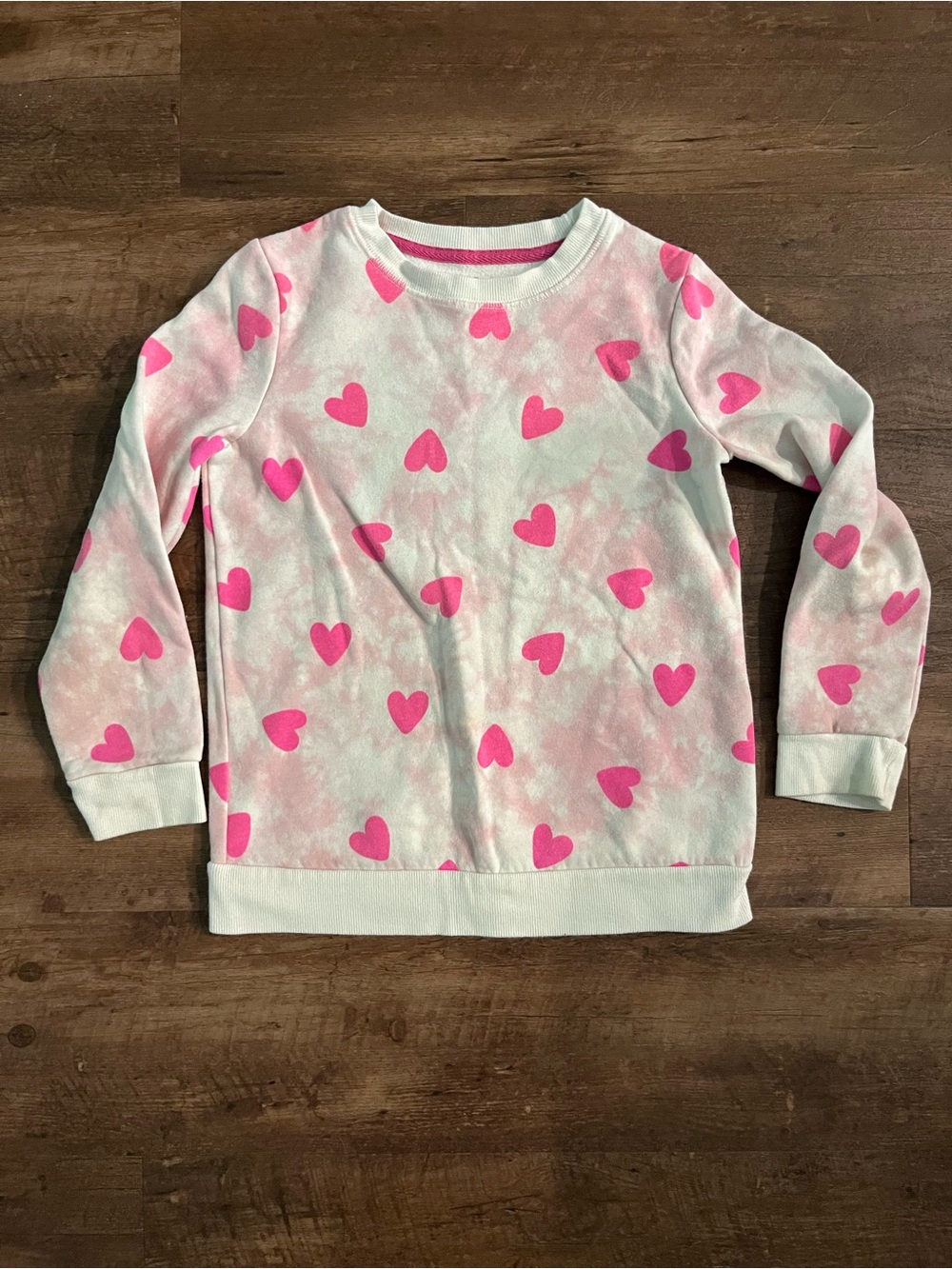 Cat & Jack White Pullover with Hot Pink Heart Print